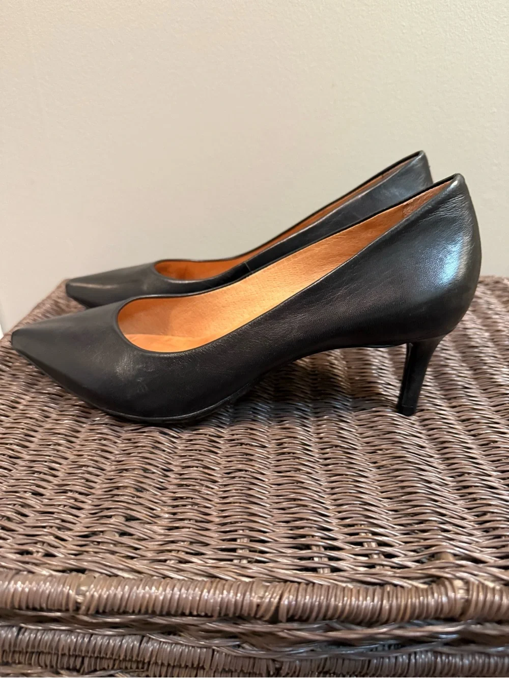 ANTONIO MELANI Black Pointed Leather Pumps
